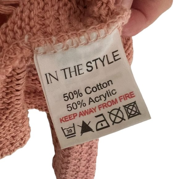 Women's In The Style Oversized Cable Knit Pink Sweater Size 14 - Picture 4 of 4